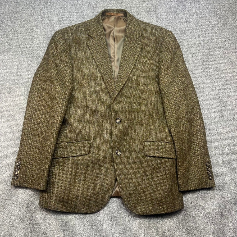 Tailorbyrd Mens 40S Green Herringbone Wool Blazer Tweed Moon Fabric Sport Coat
